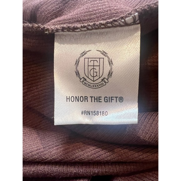 Honor The Gift Women's XS Brown Ribbed Mock Neck Midi Dress Bodycon Minimal - Picture 7 of 8